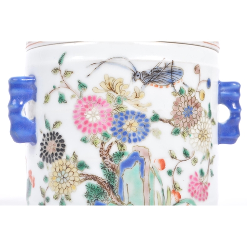 34 - An early 20th century circa 1920s Chinese porcelain tea caddy. The caddy having a white ground, with... 