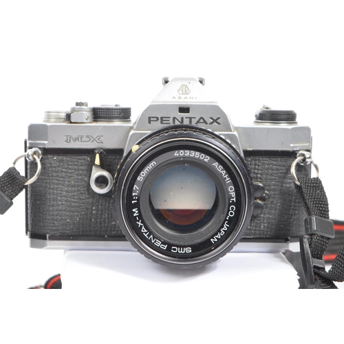 341 - Pentax - Two 20th century Pentax 35mm SLR film cameras, with lenses. The collection to include a Pen... 