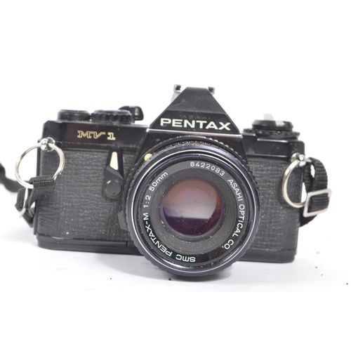 341 - Pentax - Two 20th century Pentax 35mm SLR film cameras, with lenses. The collection to include a Pen... 