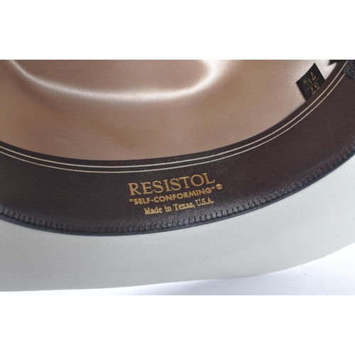 346 - Resistol - A contemporary made in America, Texas boxed Stetson / cowboy hat. Self conforming, 4 xxxx... 