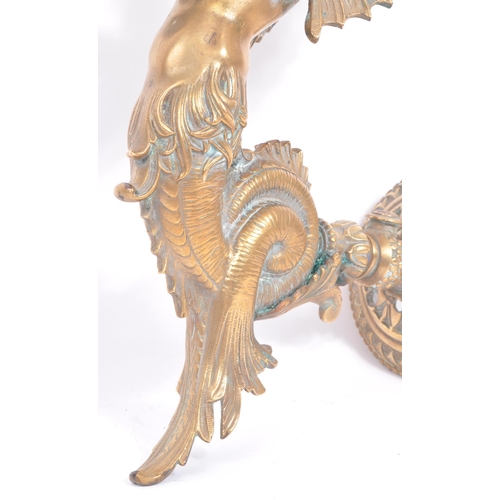 353 - An early 20th century circa 1930s mythical mythological siren / mermaid brass wall sconce. The sconc... 