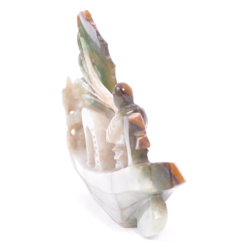 360 - A 20th century carved Chinese Oriental green jade sailor / boat figurine. Measures approx. 9cm x 6.5... 