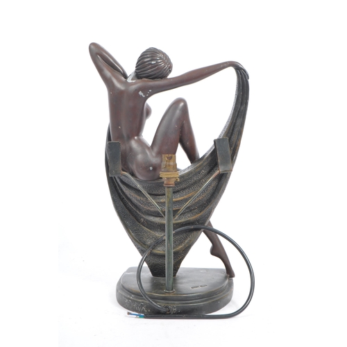 377 - A contemporary Art Nouveau style table desk lamp light. Depicting a semi nude woman with draped clot... 