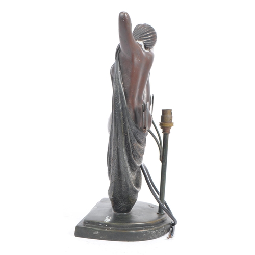 377 - A contemporary Art Nouveau style table desk lamp light. Depicting a semi nude woman with draped clot... 