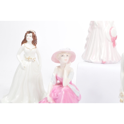 39 - Coalport- A collection of six contemporary Coalport porcelain china tableware female figures. Compri... 