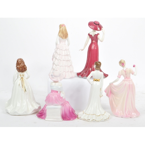 39 - Coalport- A collection of six contemporary Coalport porcelain china tableware female figures. Compri... 