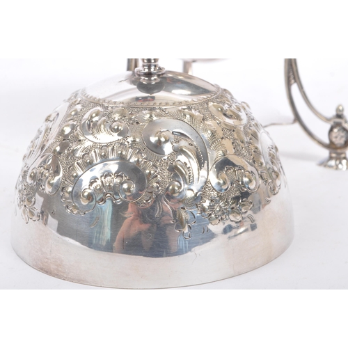 396 - An early 20th century sheffield EPNS silver plated flambe stove / burner and egg coddler. The burner... 