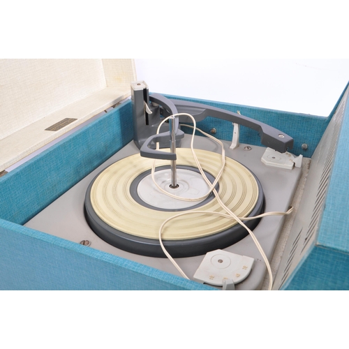 401 - Dansette - British made mid 20th century vinyl record player. Conquest audio, on a two ton case with... 