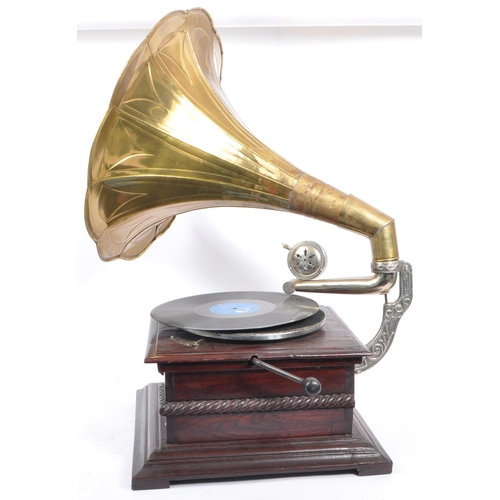 408 - An early 20th century 'His Master's Voice' HMV gramophone, complete with original large brass sound ... 