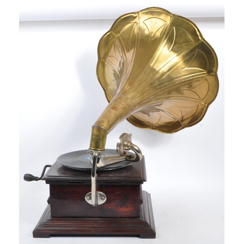 408 - An early 20th century 'His Master's Voice' HMV gramophone, complete with original large brass sound ... 