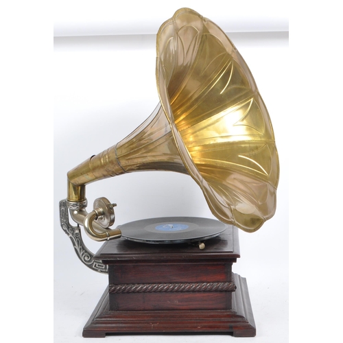 408 - An early 20th century 'His Master's Voice' HMV gramophone, complete with original large brass sound ... 