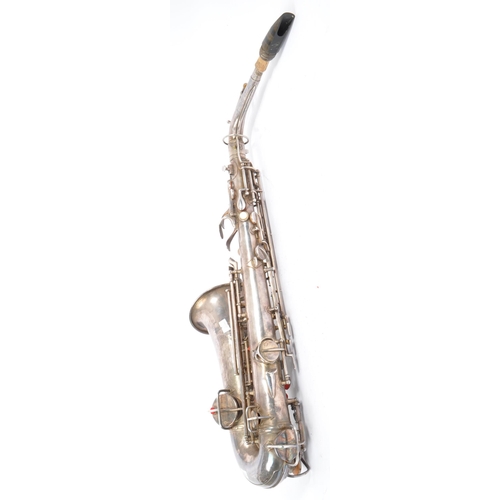 409 - Elkhart, Indiana - Pan American made Saxophone. A early 20th century vintage 20th century white meta... 