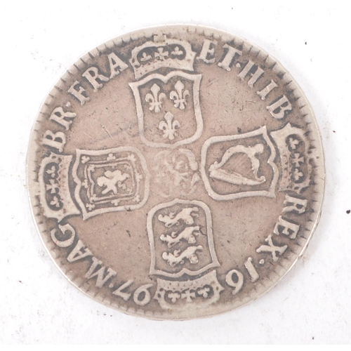 443 - A William III 1697 silver half crown coin.