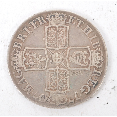 452 - A Queen Anne 1707 silver half crown coin.