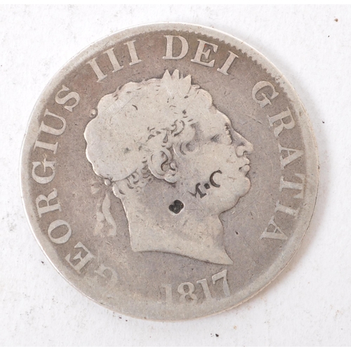 453 - A George III 1817 silver half crown coin. Bullhead to the obverse.