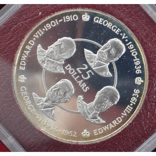 457 - The Cayman Islands Silver Kings Collection 1980. Proof set of 10 $25 dollars silver coins. All in or... 