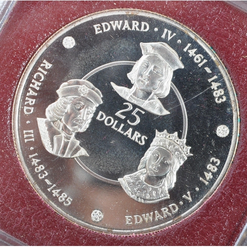 457 - The Cayman Islands Silver Kings Collection 1980. Proof set of 10 $25 dollars silver coins. All in or... 