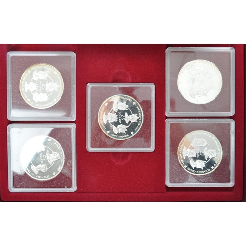 457 - The Cayman Islands Silver Kings Collection 1980. Proof set of 10 $25 dollars silver coins. All in or... 