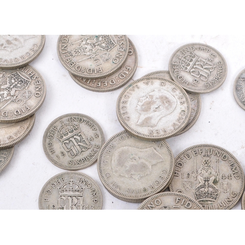 486 - A collection of 20th century pre 1947 British sixpence and shilling coins. The majority dating to 19... 