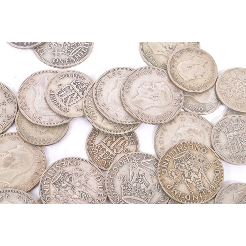 486 - A collection of 20th century pre 1947 British sixpence and shilling coins. The majority dating to 19... 