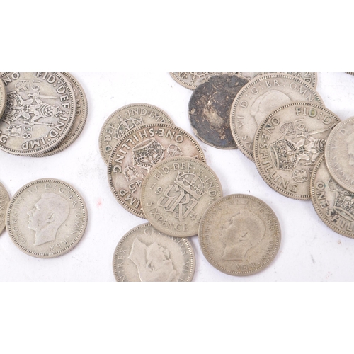 486 - A collection of 20th century pre 1947 British sixpence and shilling coins. The majority dating to 19... 