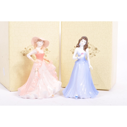 49 - Coalport - Two contemporary porcelain china tableware figurines. Including, birthday wishes hand dec... 