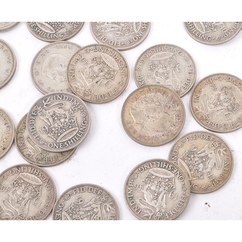 494 - A collection of 20th century 1922-1947 British shilling coins. Total weight 282g.