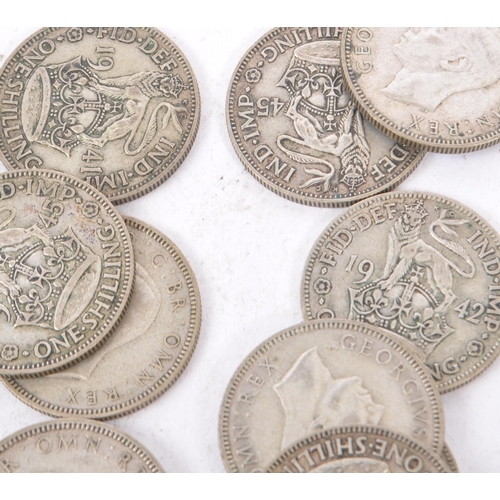 494 - A collection of 20th century 1922-1947 British shilling coins. Total weight 282g.