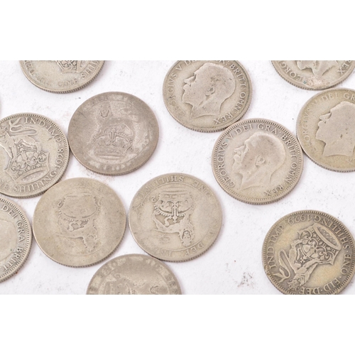 496 - A collection of 20th century circa 1922-1947 British shilling coins.Total weight 357g.