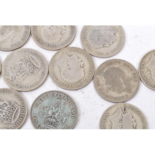 496 - A collection of 20th century circa 1922-1947 British shilling coins.Total weight 357g.