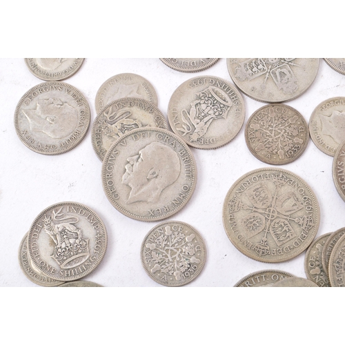 498 - A collection of 20th century circa. 1922-1947 British coins to include sixpence, florins and shillin... 