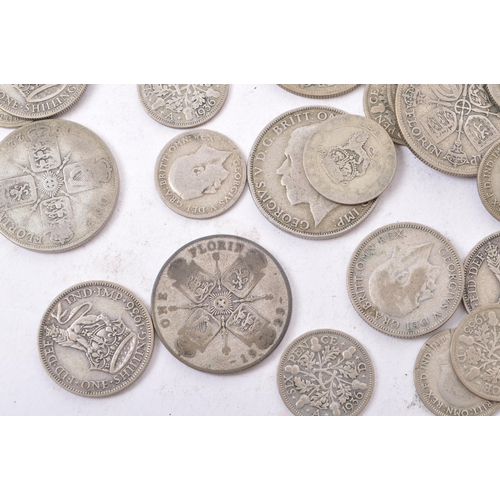 498 - A collection of 20th century circa. 1922-1947 British coins to include sixpence, florins and shillin... 