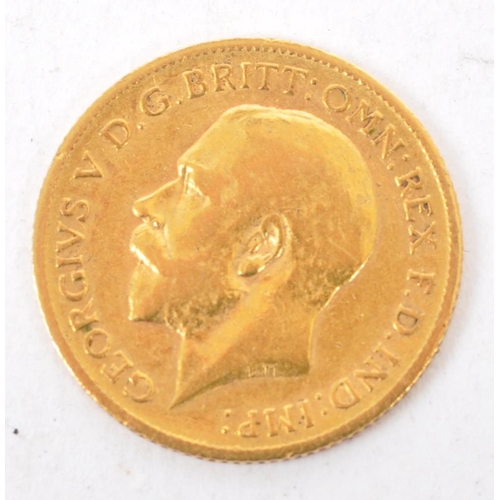 504 - United Kingdom. George V, 1910-36. Gold half-sovereign, 1912. London. Bare head left; St George slay... 