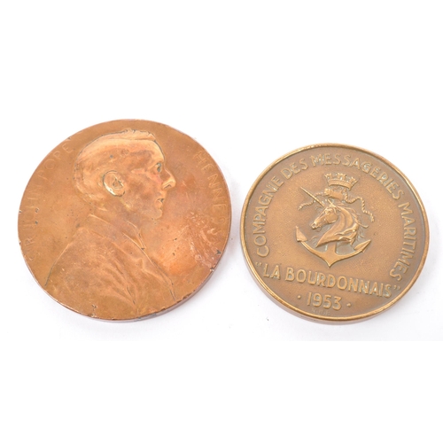 540 - A late 19th century circa 1890 Mauritian Sir John Pope Hennessy commemorative bronze medal, alongsid... 