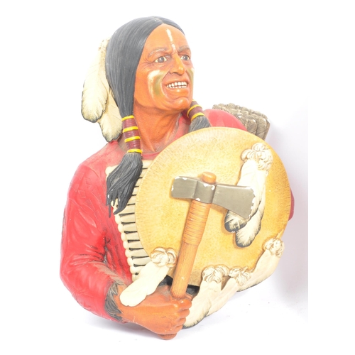 56 - Two large retro 1970s Bossons ceramic wall mounted head figurines. Featuring a native Indian chief a... 