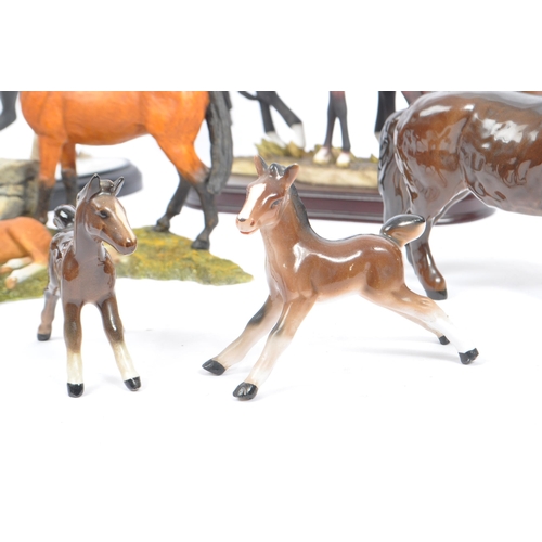 64 - A collection of late 20th early 21st century porcelain and resin horse figures. Including Beswick, L... 