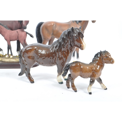 64 - A collection of late 20th early 21st century porcelain and resin horse figures. Including Beswick, L... 