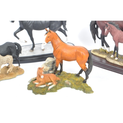 64 - A collection of late 20th early 21st century porcelain and resin horse figures. Including Beswick, L... 