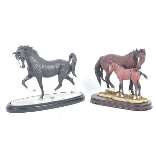 64 - A collection of late 20th early 21st century porcelain and resin horse figures. Including Beswick, L... 