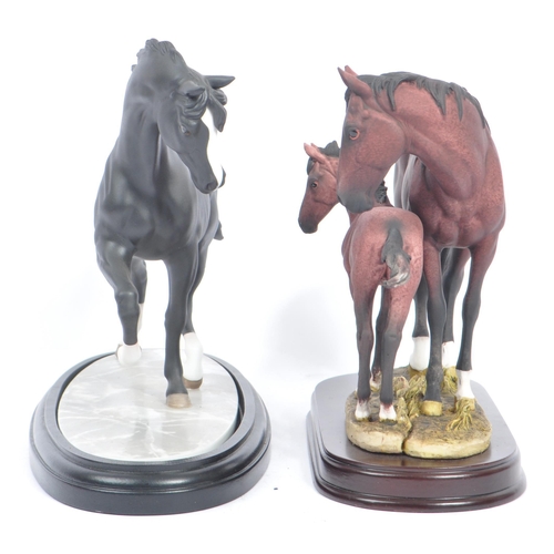 64 - A collection of late 20th early 21st century porcelain and resin horse figures. Including Beswick, L... 