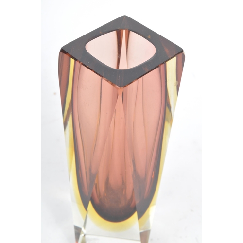 67 - Flavio Poli - A retro mid 20th Century 1960s Italian Murano studio art glass Sommerso vase of rectan... 