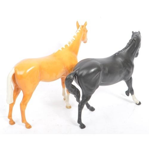 69 - Beswick - Three porcelain china horses Huntsman's Palomino, another example matt grey no. 1549 and b... 