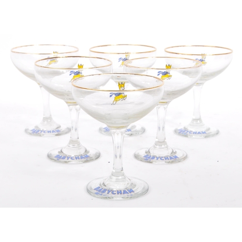 76 - Babycham - A collection of six mid 20th century circa 1950s Babycham sparkling perry coupe stem drin... 