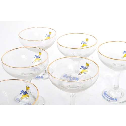 76 - Babycham - A collection of six mid 20th century circa 1950s Babycham sparkling perry coupe stem drin... 