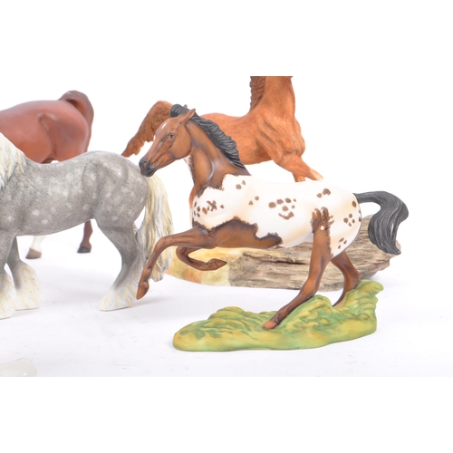 79 - A collection of porcelain china / resin horse statue / figurines. Including fury of the plains - Bro... 