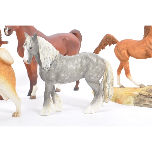 79 - A collection of porcelain china / resin horse statue / figurines. Including fury of the plains - Bro... 