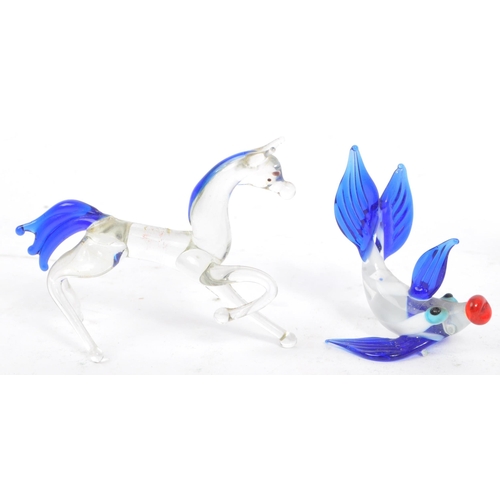 83 - A collection nine vintage late 20th century circa 1970s Murano glass figurines. Comprising of an ele... 