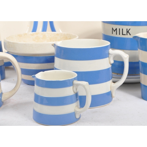 167 - T G Green - A collection of mid to late 20th century T G Green Cornish Ware blue and white striped k... 