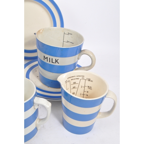 167 - T G Green - A collection of mid to late 20th century T G Green Cornish Ware blue and white striped k... 