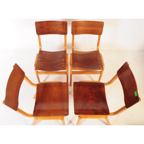 551 - British Modern Design - A set of four bentwood / plywood mid century stacking school chairs. Single ... 